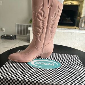 Baby pink cowboy boots